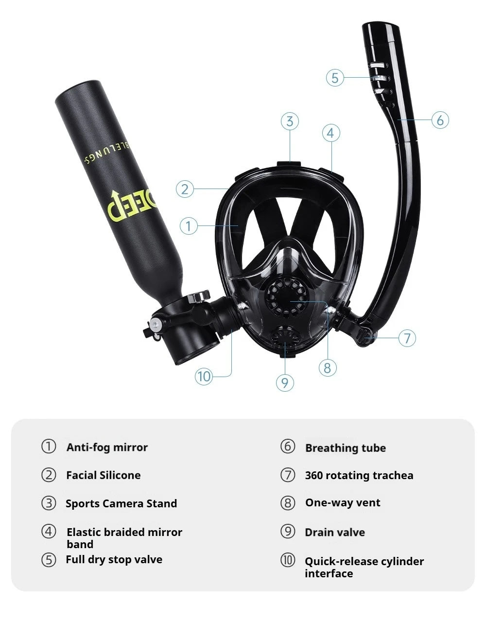 🌊 Mini Scuba Diving Tank with Sub Mask – Portable 0.5L Underwater Breathing Kit for the Whole Family 🏊‍♂️