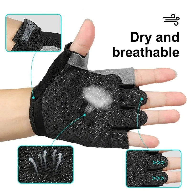 💪 Fingerless Gym Training Gloves for Men & Women – Anti-Slip Cycling, Fitness, Motorcycle, and MTB Gloves 💪