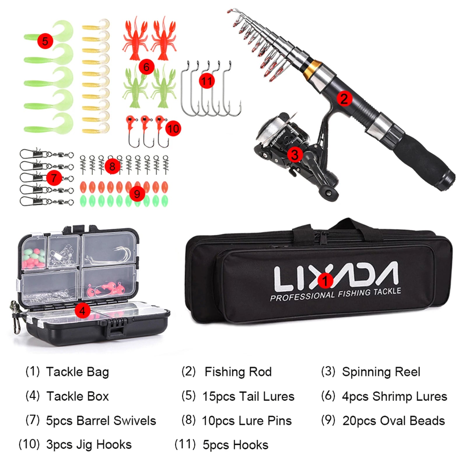 🎣 Lixada 2.1m/2.3m Telescopic Fishing Rod & Reel Combo – Carbon Fiber Rod with Spinning Reel & Carrying Bag 🐟