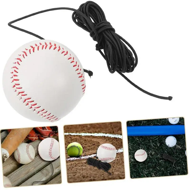 Baseball Swing Trainer with Elastic Rope and Bouncy Balls