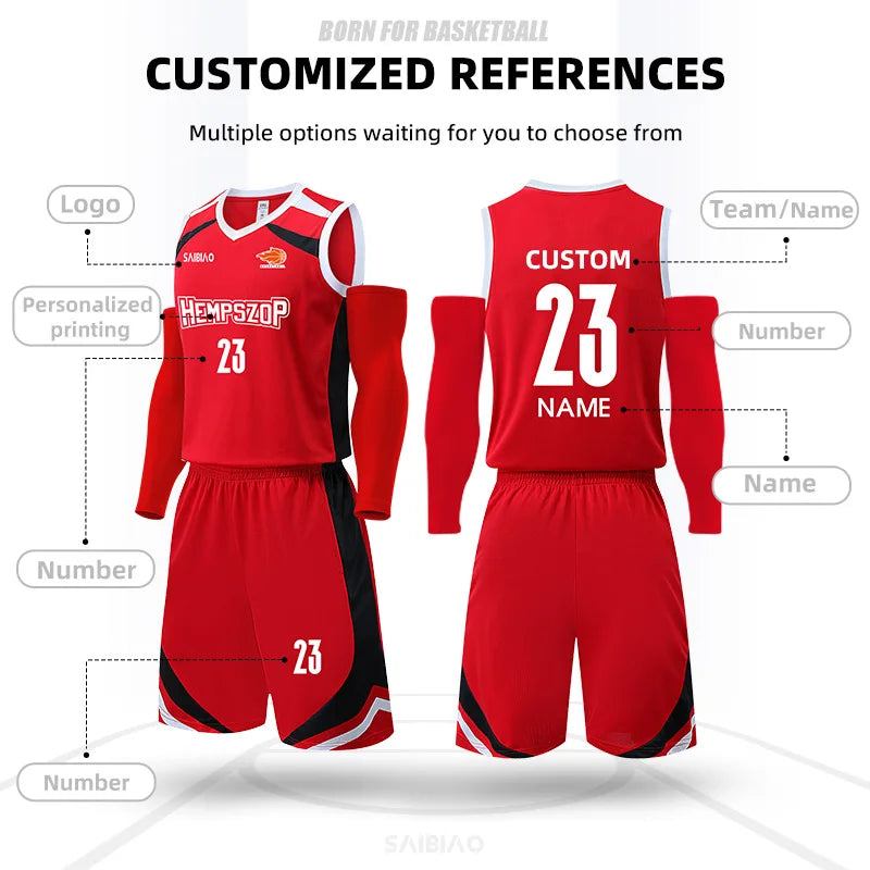 🏀 Customizable Basketball Jersey for Kids & Adults | Quick-Drying Training Uniforms & Tracksuits