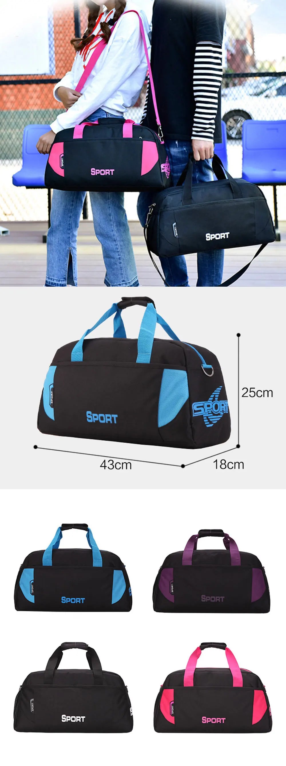 🎒 Fitness Portable Sports Bag for Men & Women | Nylon Gym & Travel Shoulder Bag | Durable & Spacious