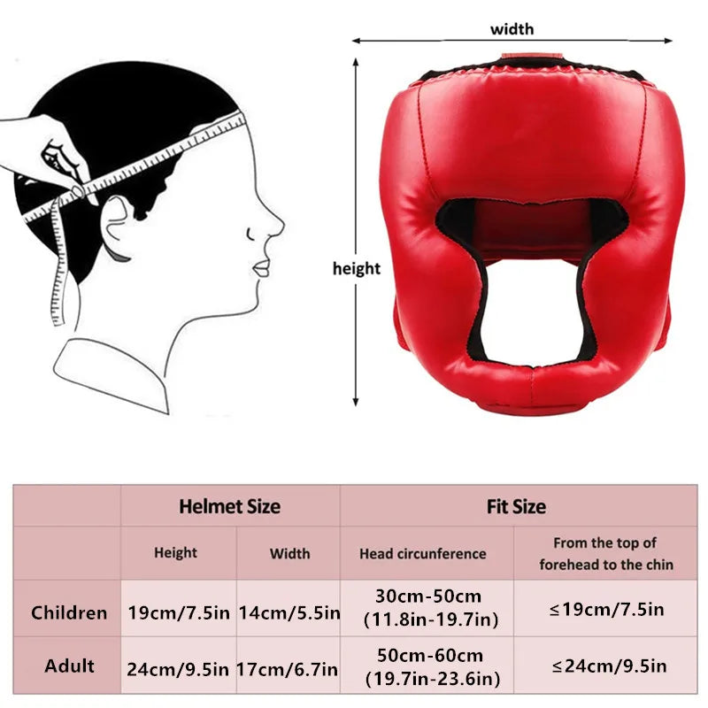 🥊 Boxing Headgear for Children & Adults | PU Karate & Muay Thai Safety Helmet | MMA & Sanda Training Gear