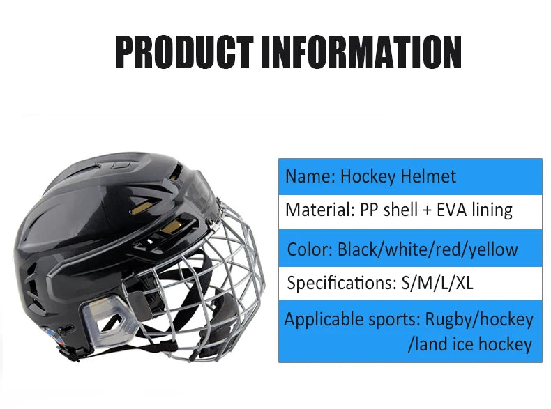 🏒 Adjustable Ice Hockey Helmet – Full Face Tactical Sports Helmet for Adult Safety & Protection!