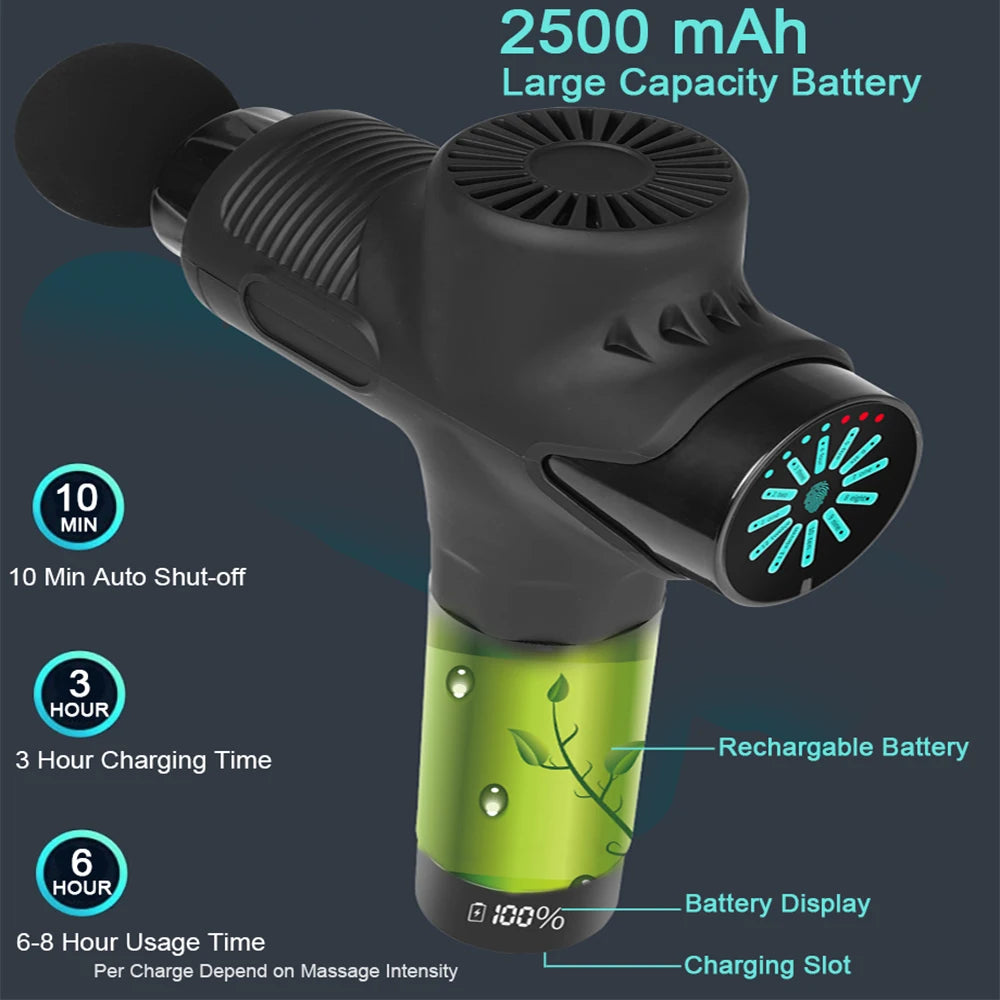 💪 24V Professional Massage Gun – Hot & Cold Compress | 12 Heads, High Frequency Fascia Gun for Deep Tissue & Neck Relaxation 🌟