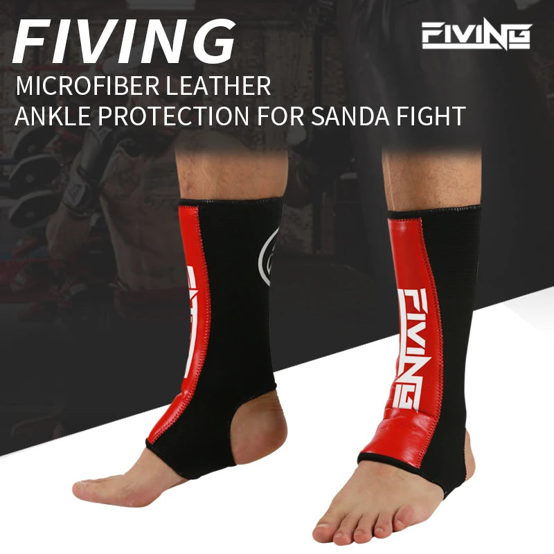 🥋 FIVING - 1 Pair MMA Boxing Shin Guards & Ankle Support | Men & Women Kickboxing, Karate, Sanda, Muay Thai Protectors