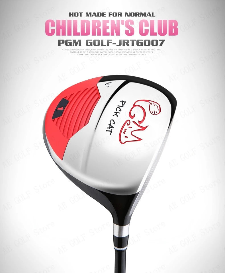 PGM Kids Golf Club Set (3-12 Years) | Complete Beginner's Kit with Wood, Iron, Putter & Bag