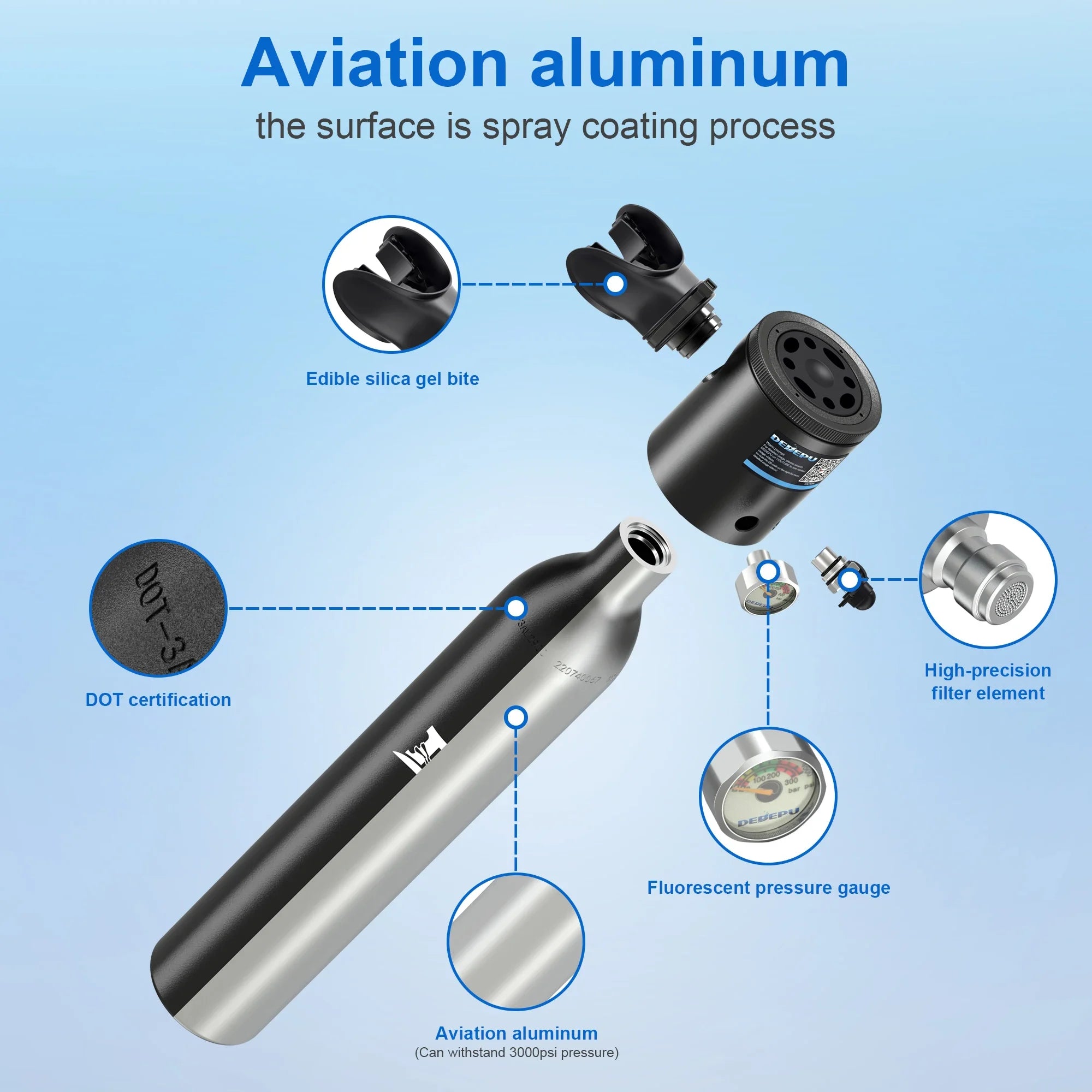 Mini Scuba Diving Tank 0.5L Oxygen Cylinder Set