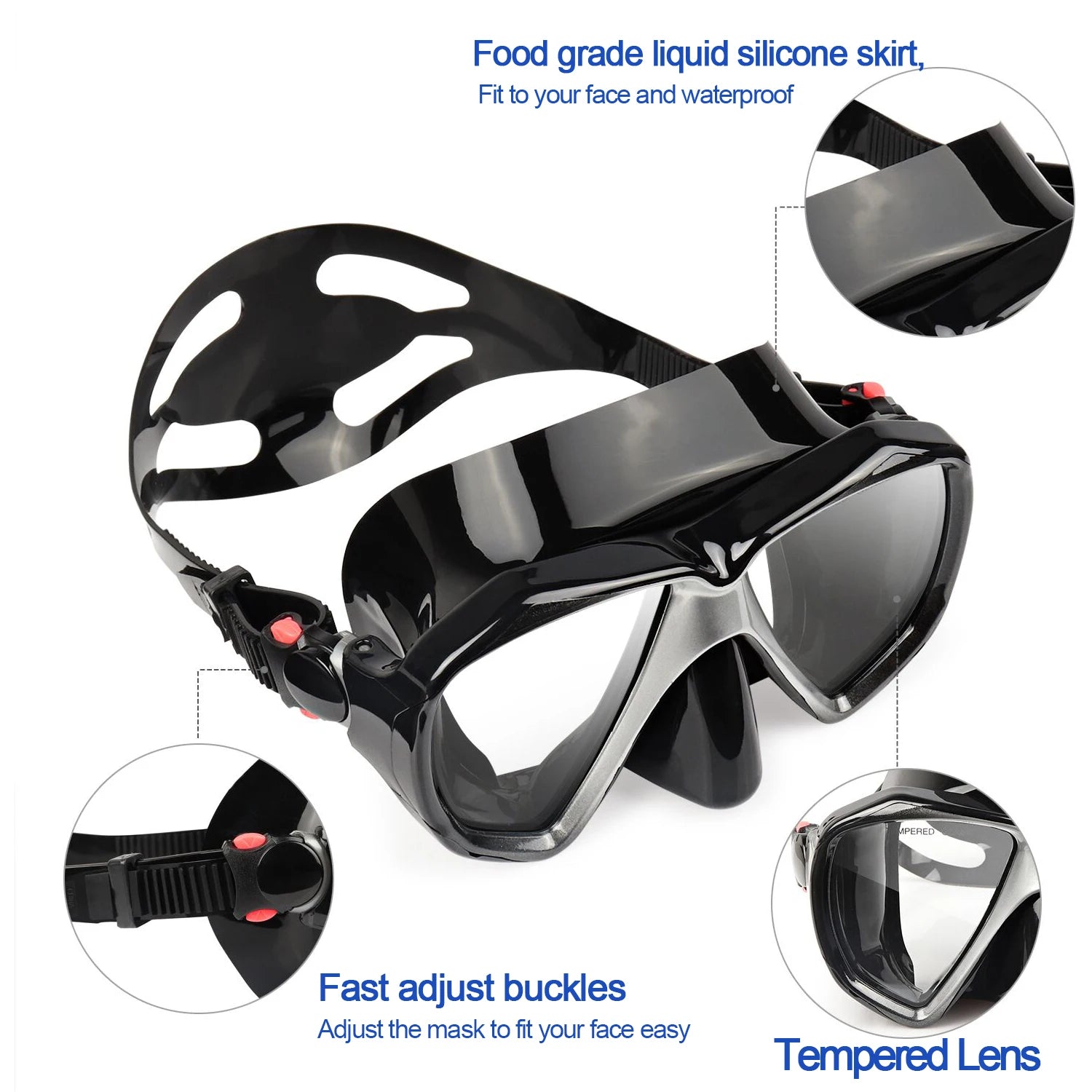 EXP VISION Dry Snorkel Set with Anti-Fog Panoramic Mask