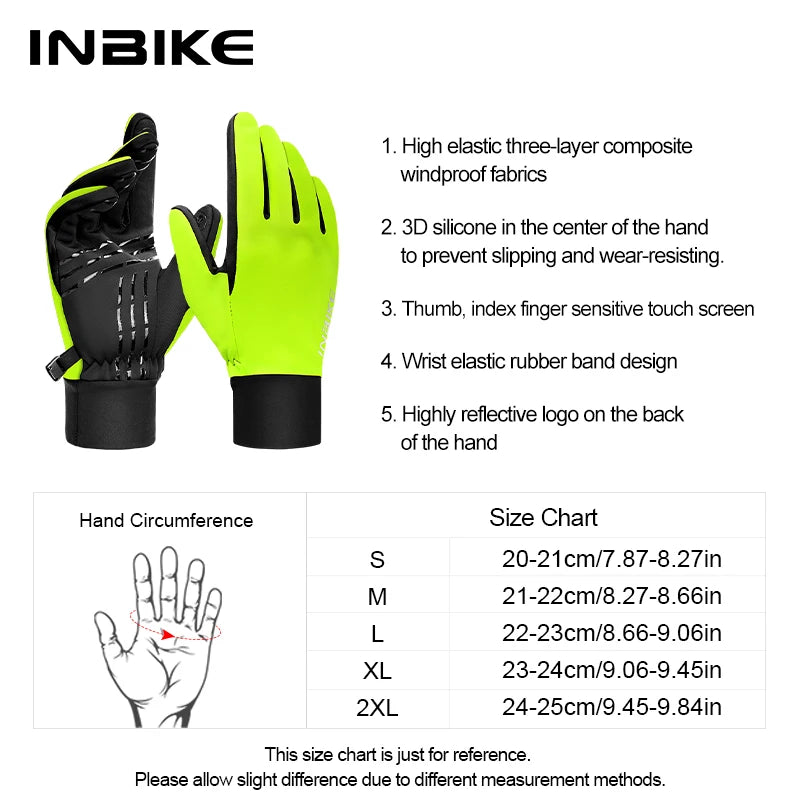 🧤 INBIKE Winter Cycling Gloves | Warm Fleece Waterproof Gloves for Men & Women | Touchscreen Biking Gear