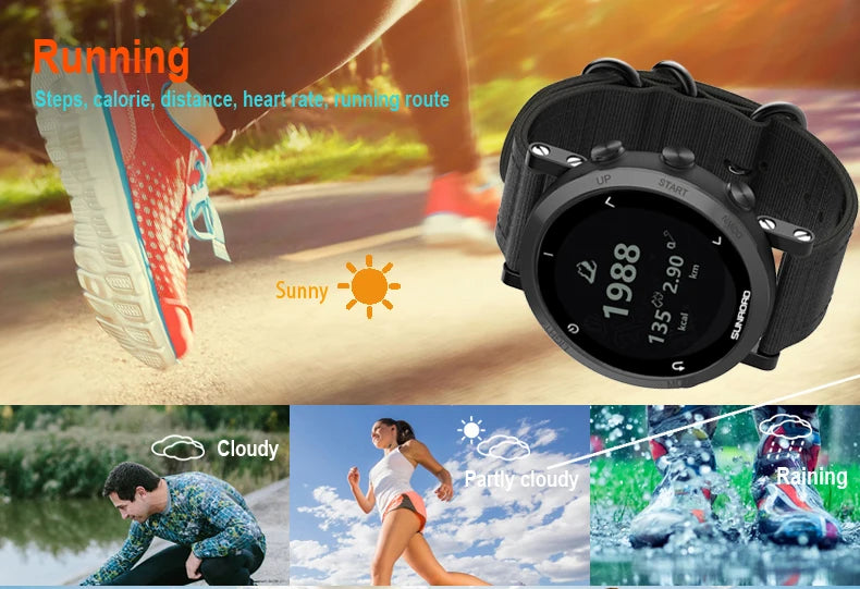 Sunroad GPS Sports Smart Watch - 100m Waterproof Fitness Tracker with Altimeter, Compass, Barometer for Cycling & Mountaineering