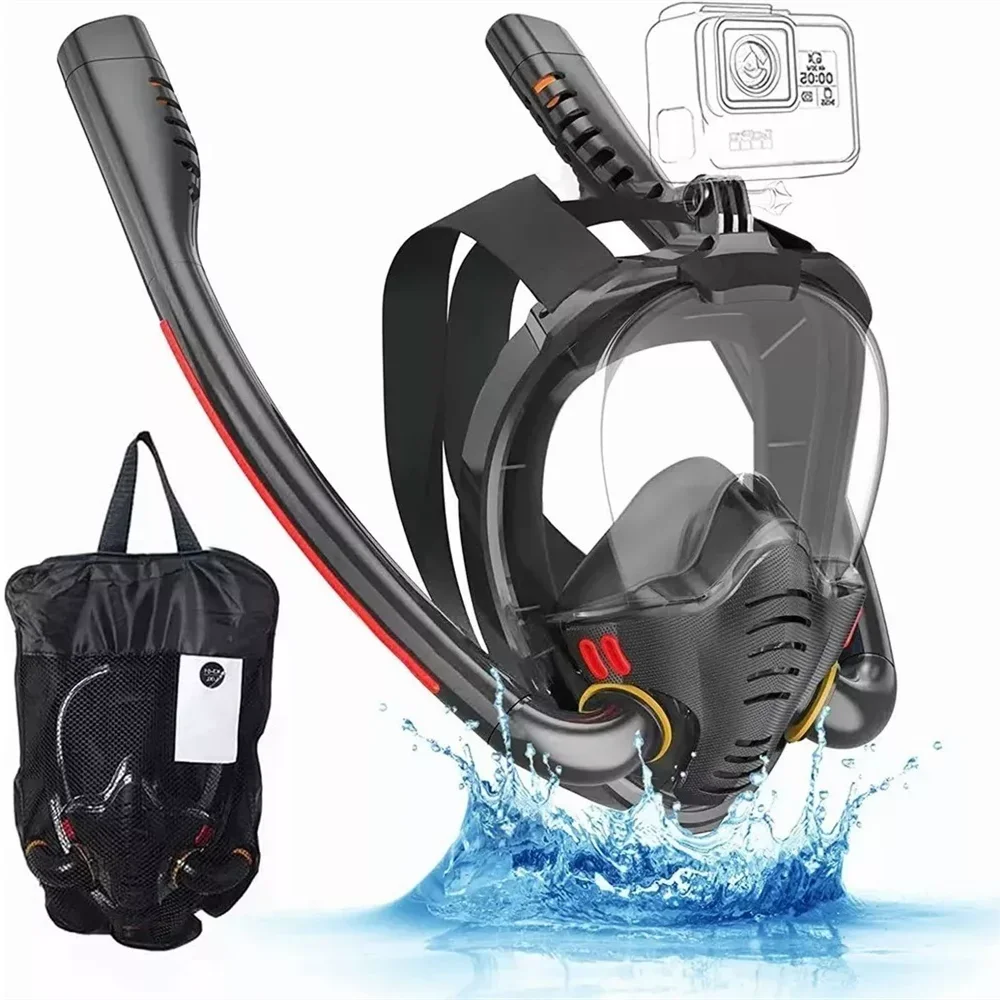 Full Dry Double Tube Snorkeling Mask for Adults