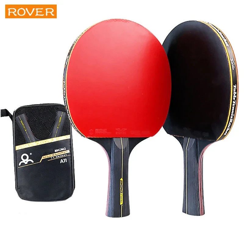 Professional 5/6 Star Table Tennis Racket Set - 2PCS with Pimples-In Rubber & High-Quality Blade