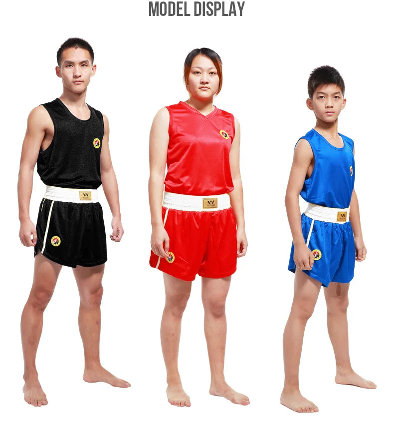 Wesing Sanda Wushu Suit | Breathable Uniform for Adults & Children | Red, Blue, Black | Perfect for Training & Competition