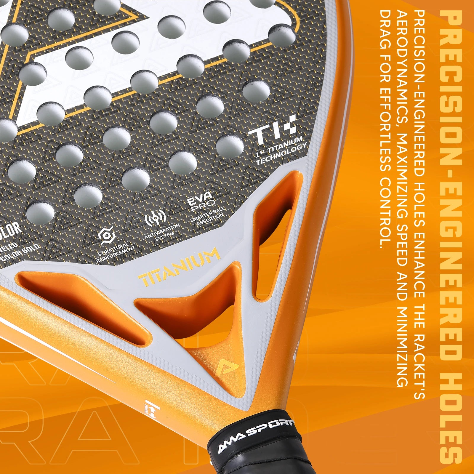 AMA Sport Titanium Gold Padel Racket for Experts