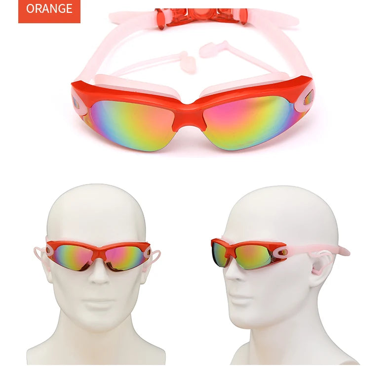 Professional Swimming Goggles: Electroplated, Waterproof with Earplugs & Nose Clip