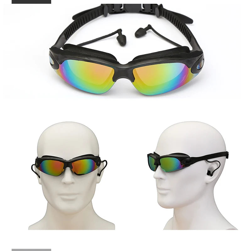 Professional Swimming Goggles: Electroplated, Waterproof with Earplugs & Nose Clip