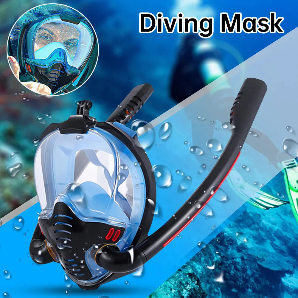 🌊 Full Dry Snorkeling Mask - Double Tube Silicone Diving Goggles for Adults 🌊