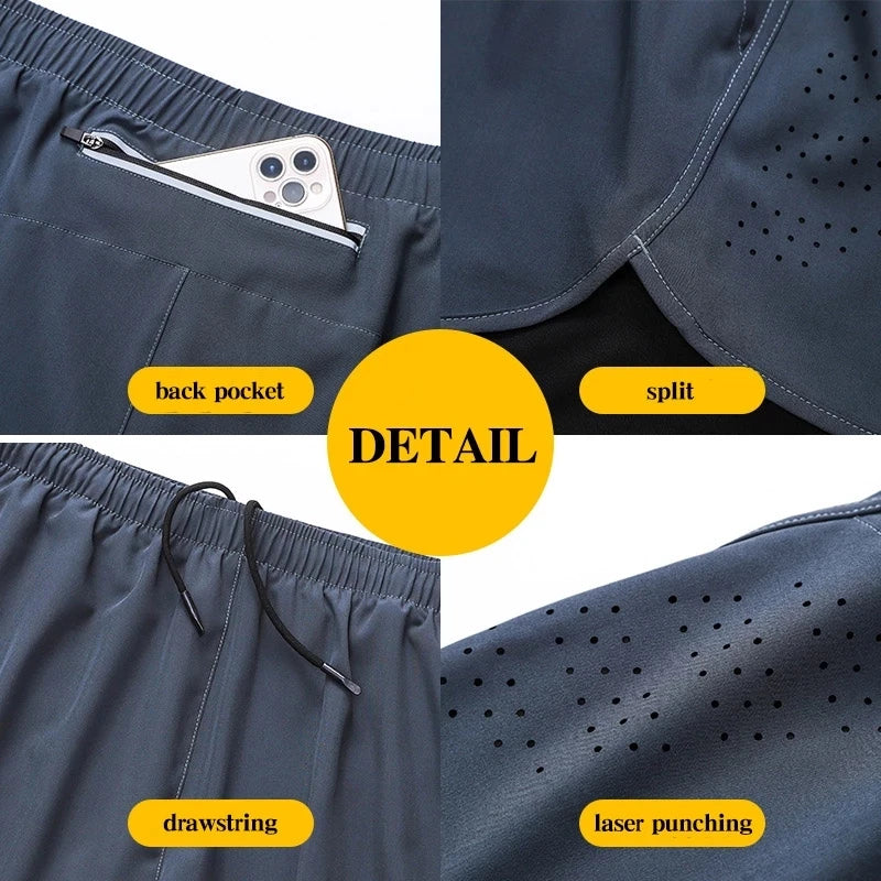 Men's Quick-Drying Fitness Running Shorts - Double Layer Sport Workout Training Bodybuilding Shorts 🏋️‍♂️