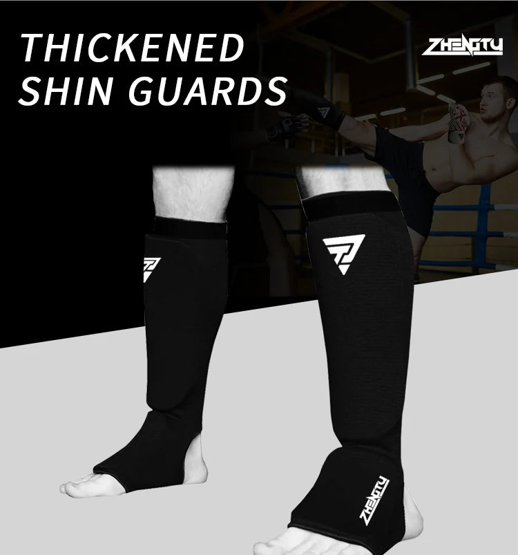 Cotton Boxing Shin Guards MMA Instep Ankle Protector Foot Protection TKD Kickboxing Pad Muaythai Training Leg Support Protectors