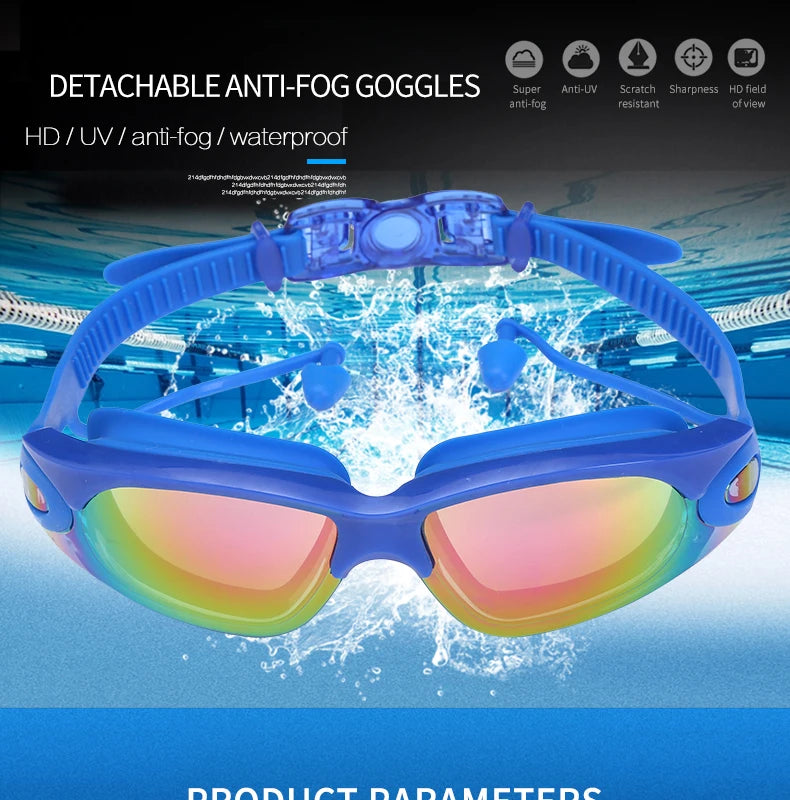 Professional Swimming Goggles: Electroplated, Waterproof with Earplugs & Nose Clip