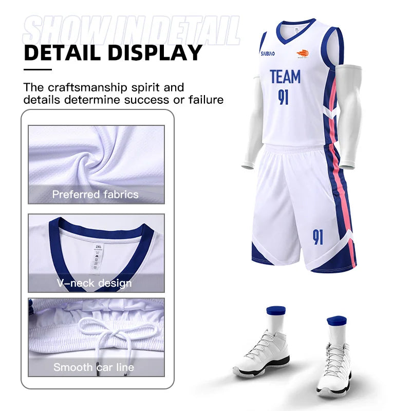 🏀 Customizable Basketball Jersey for Kids & Adults | Quick-Drying Training Uniforms & Tracksuits