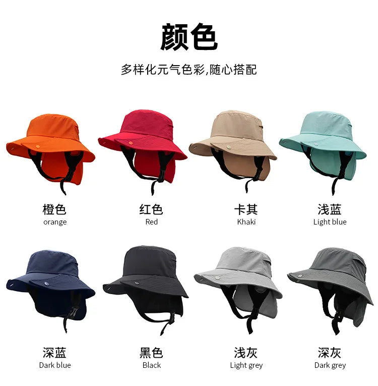 Men's Sun Hat | Large Eaves Surf Cap | Detachable Fisherman Hat for Summer UV Protection