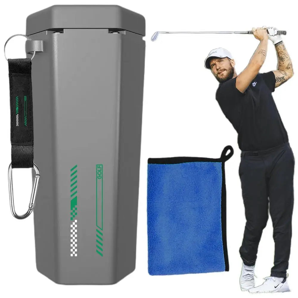 Portable Golf Ball Washer & Towel | Multipurpose Golf Ball & Club Cleaner | Essential Golf Accessory