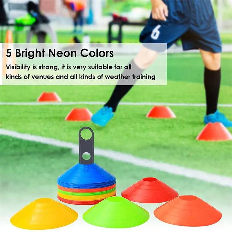 10/15/20/25pcs Agility Disc Cone Set – Multi-Sport Training Cones with Plastic Stand Holder for Soccer & Football