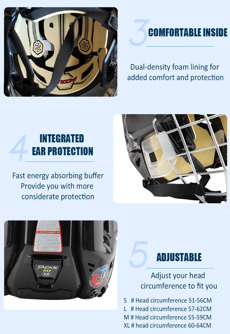 🏒 Adjustable Ice Hockey Helmet – Full Face Tactical Sports Helmet for Adult Safety & Protection!