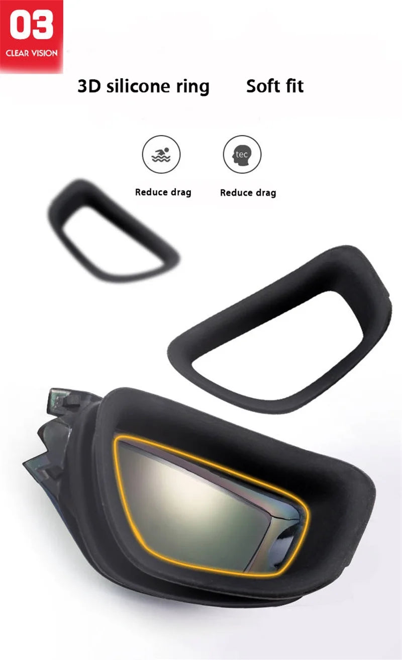 Professional Swimming Goggles: Electroplated, Waterproof with Earplugs & Nose Clip