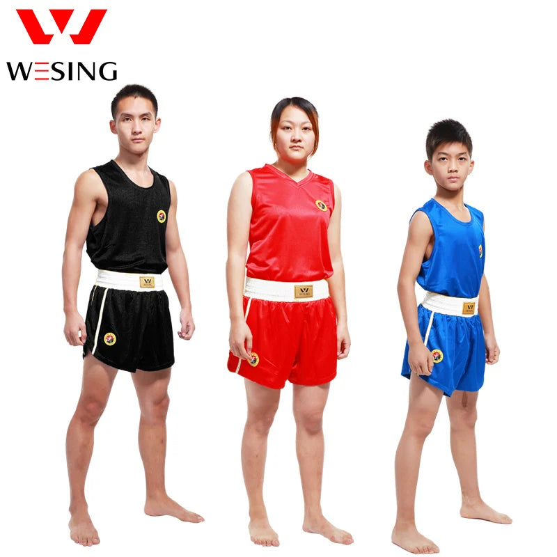 Wesing Sanda Wushu Suit | Breathable Uniform for Adults & Children | Red, Blue, Black | Perfect for Training & Competition