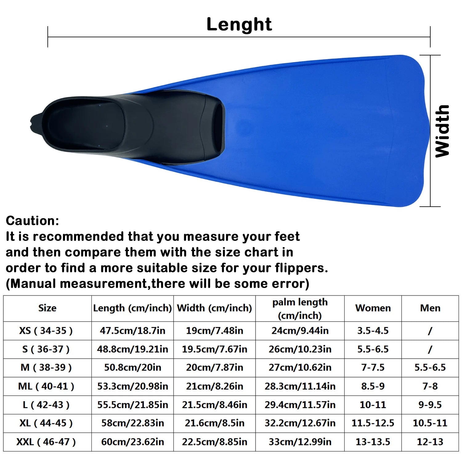 Adult Silicone Swim Training Fins for Scuba and Snorkeling