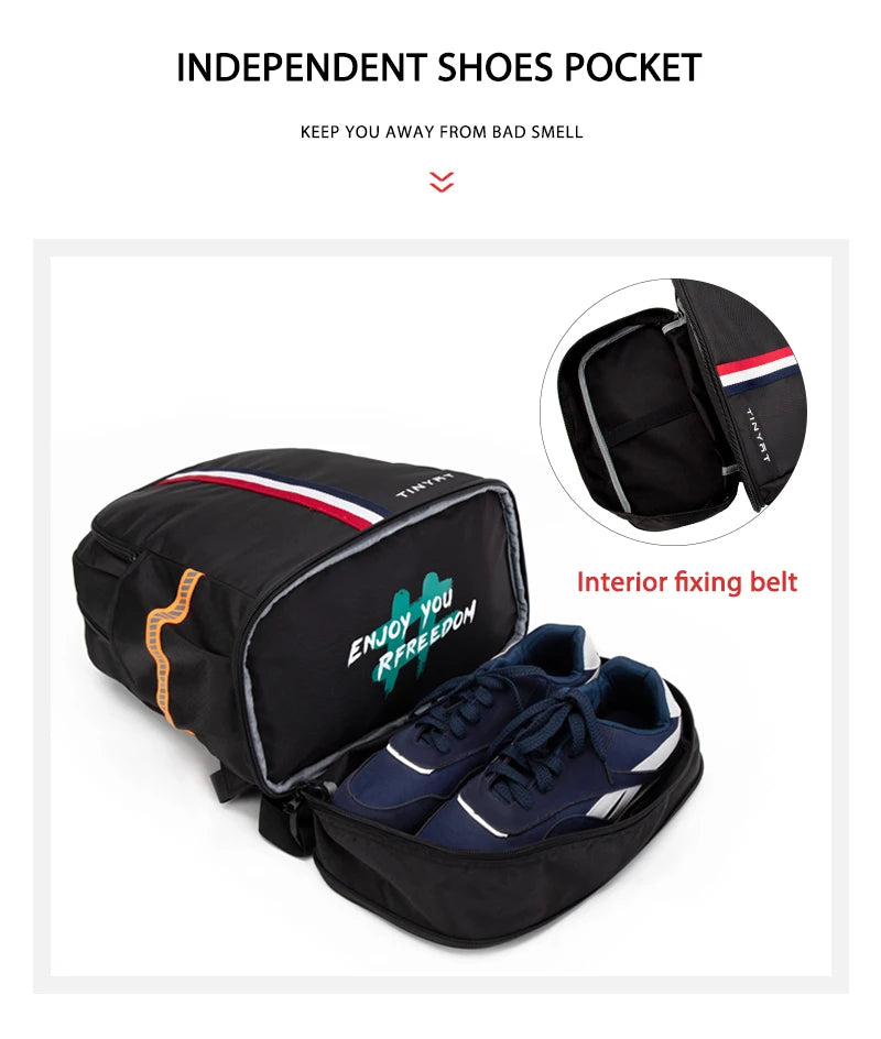 TINYAT Sports Backpack Women's Waterproof Bag Purse Back to School Men's Foldable Travel Backpack with Shoe Storage for Gym