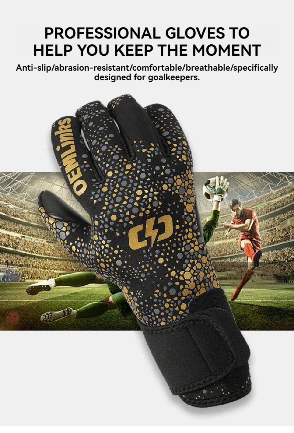 Professional Goalkeeper Gloves - Finger Protection Anti-Slip Soccer Training Gloves for Adults and Children