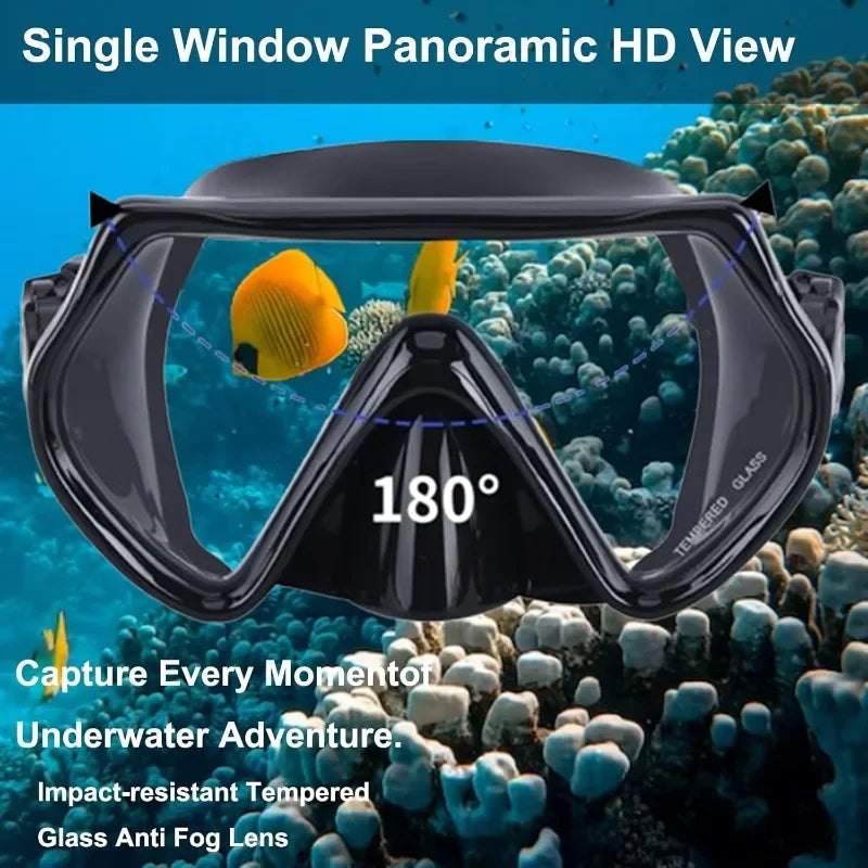 Diving Snorkeling Mask Set with Panoramic Anti-Fog View