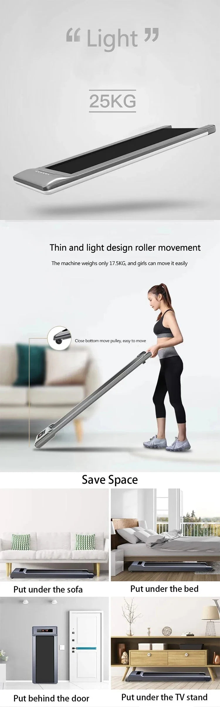 🏃‍♂️ Folding Running Treadmill – Quiet Mini Walking Pad with Wide Running Belt for Home Gym Fitness! 🏋️‍♀️