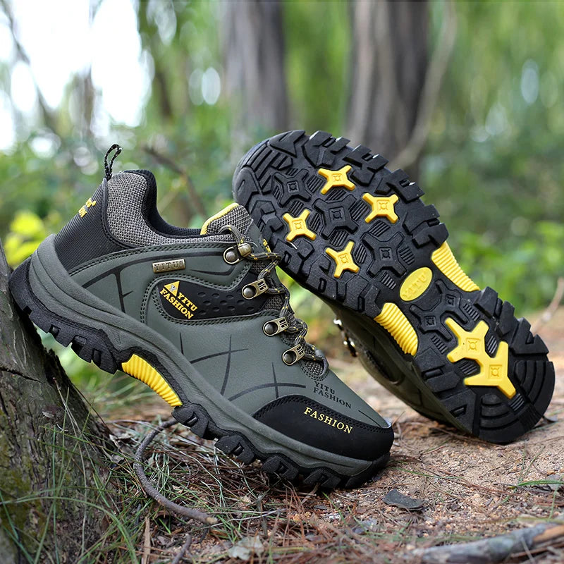 Men's Waterproof Leather Hiking Sneakers: Durable, Comfortable, and Ready for Adventure