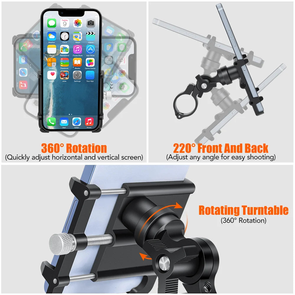 🚴‍♂️ NEWBOLER MTB Phone Mount Stand – 360° Rotatable Aluminum Adjustable Bike Holder | Non-Slip Cycling Bracket 📱