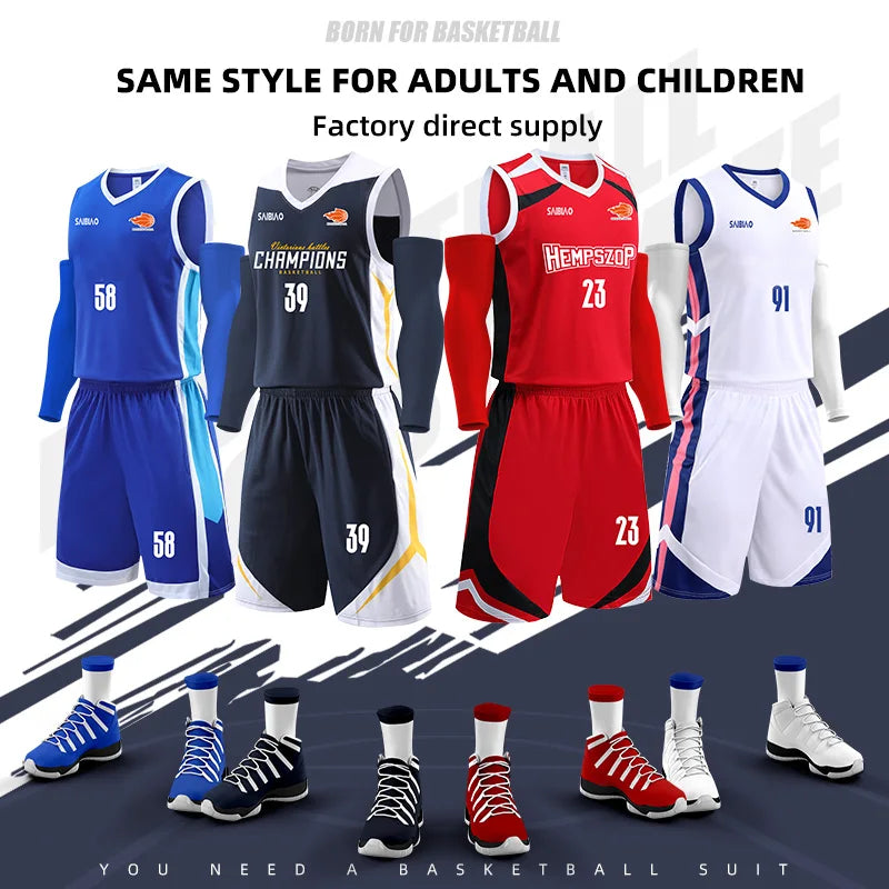 🏀 Customizable Basketball Jersey for Kids & Adults | Quick-Drying Training Uniforms & Tracksuits