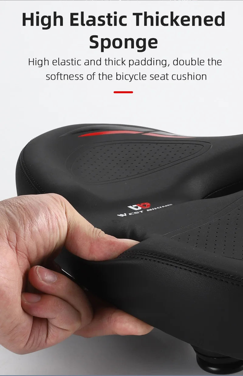 🚴‍♂️ WEST BIKING Widened & Thickened Bicycle Saddle – Soft Shock Absorption | Oversize MTB & Road Cycling Cushion 🌟