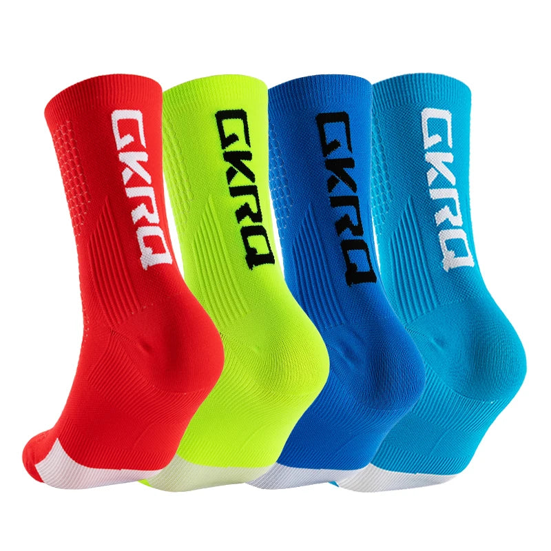 GKRQ 2023 Cycling & Compression Socks - 4 Pairs, Knee-High Sports Socks