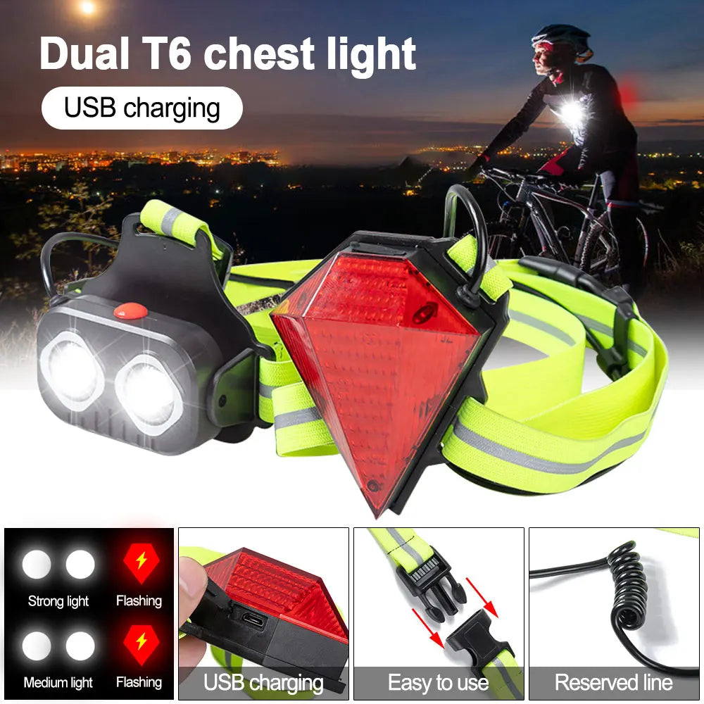 LED Night Running Light - USB Rechargeable Chest Lamp for Outdoor Sports and Safety 🌟