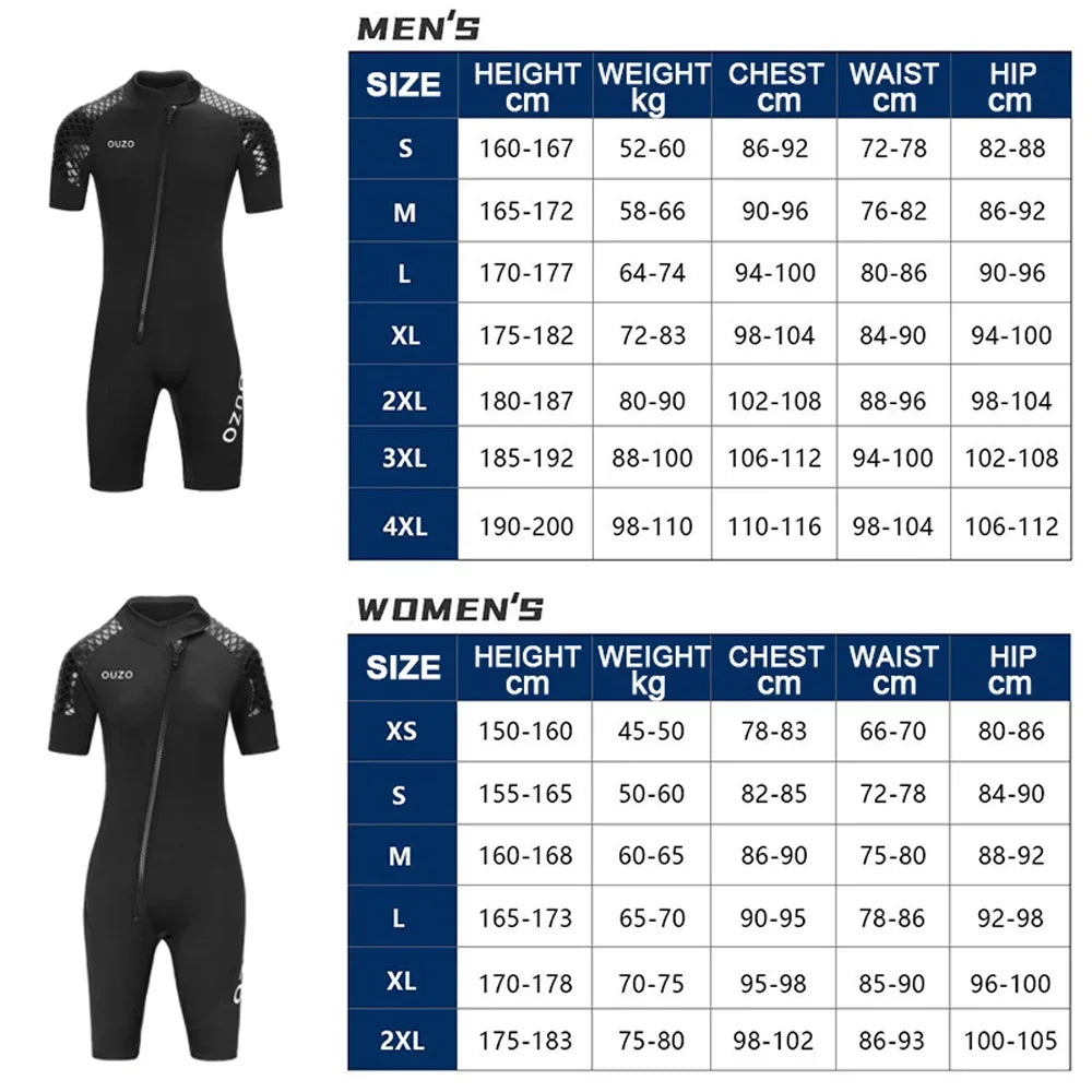 🌊 3MM Neoprene Short Sleeves Wetsuit for Men & Women | Couples Thick Scuba Diving Suit | Surfing & Snorkeling Swimwear