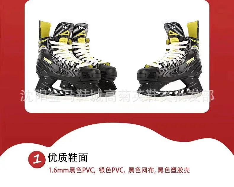 Ice Hockey Skating Sneakers – Leather Blade Ice Skates for Adults & Children, Perfect for Beginners!