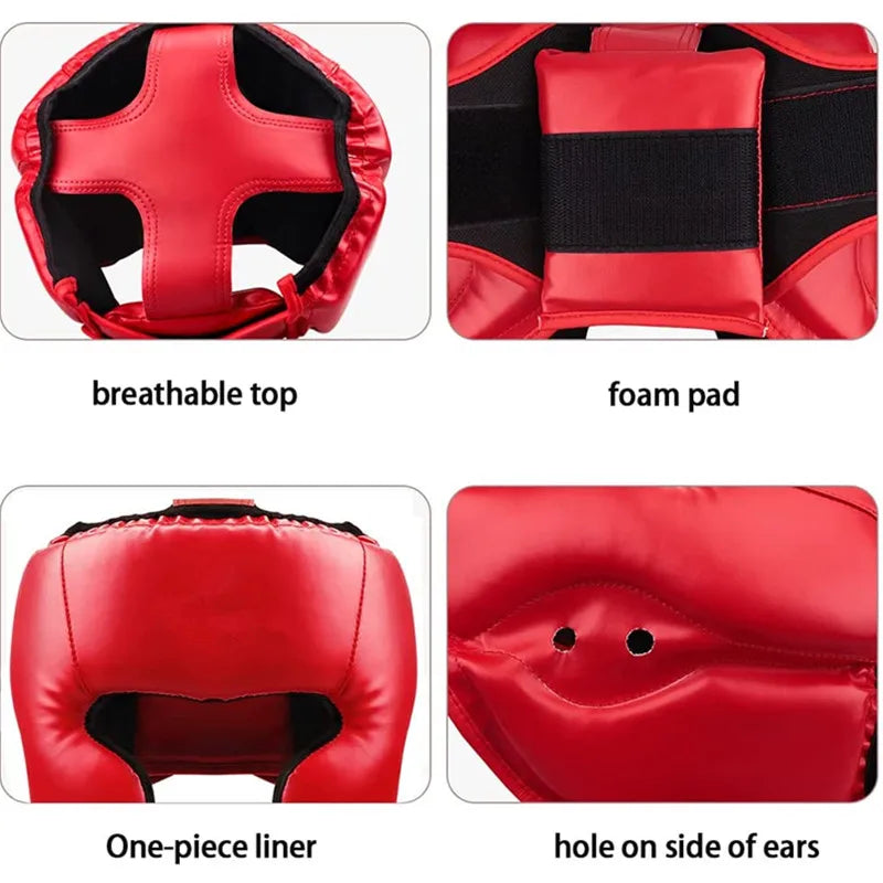 🥊 Boxing Headgear for Children & Adults | PU Karate & Muay Thai Safety Helmet | MMA & Sanda Training Gear