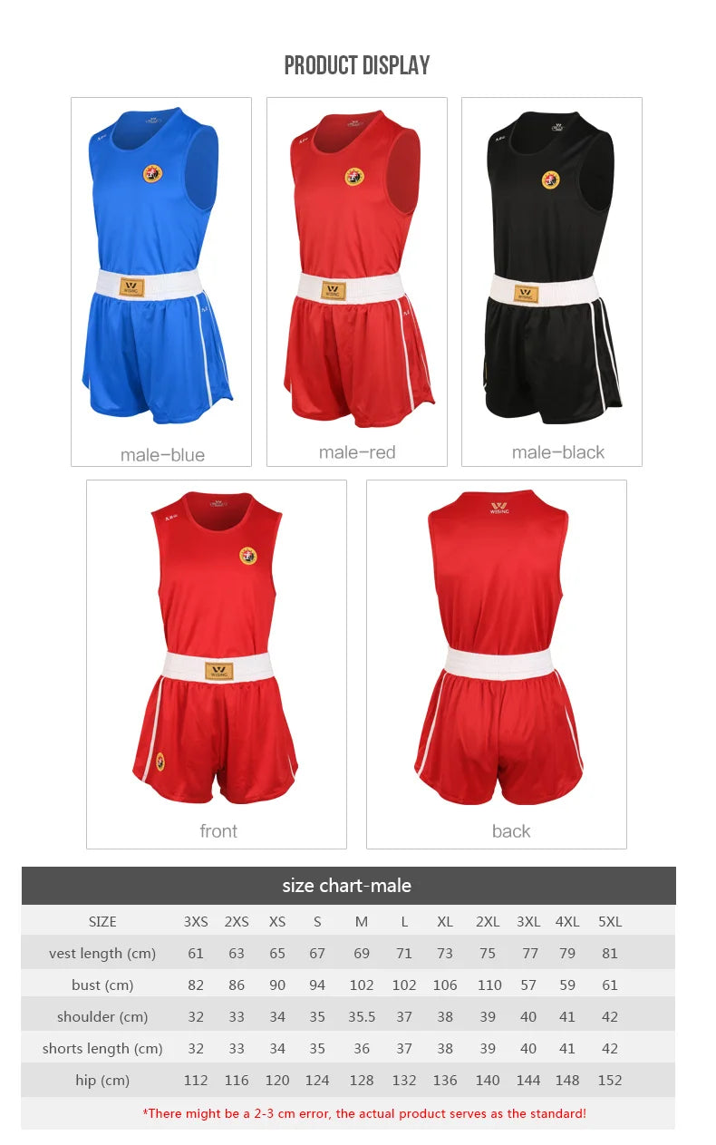 Wesing Sanda Wushu Suit | Breathable Uniform for Adults & Children | Red, Blue, Black | Perfect for Training & Competition