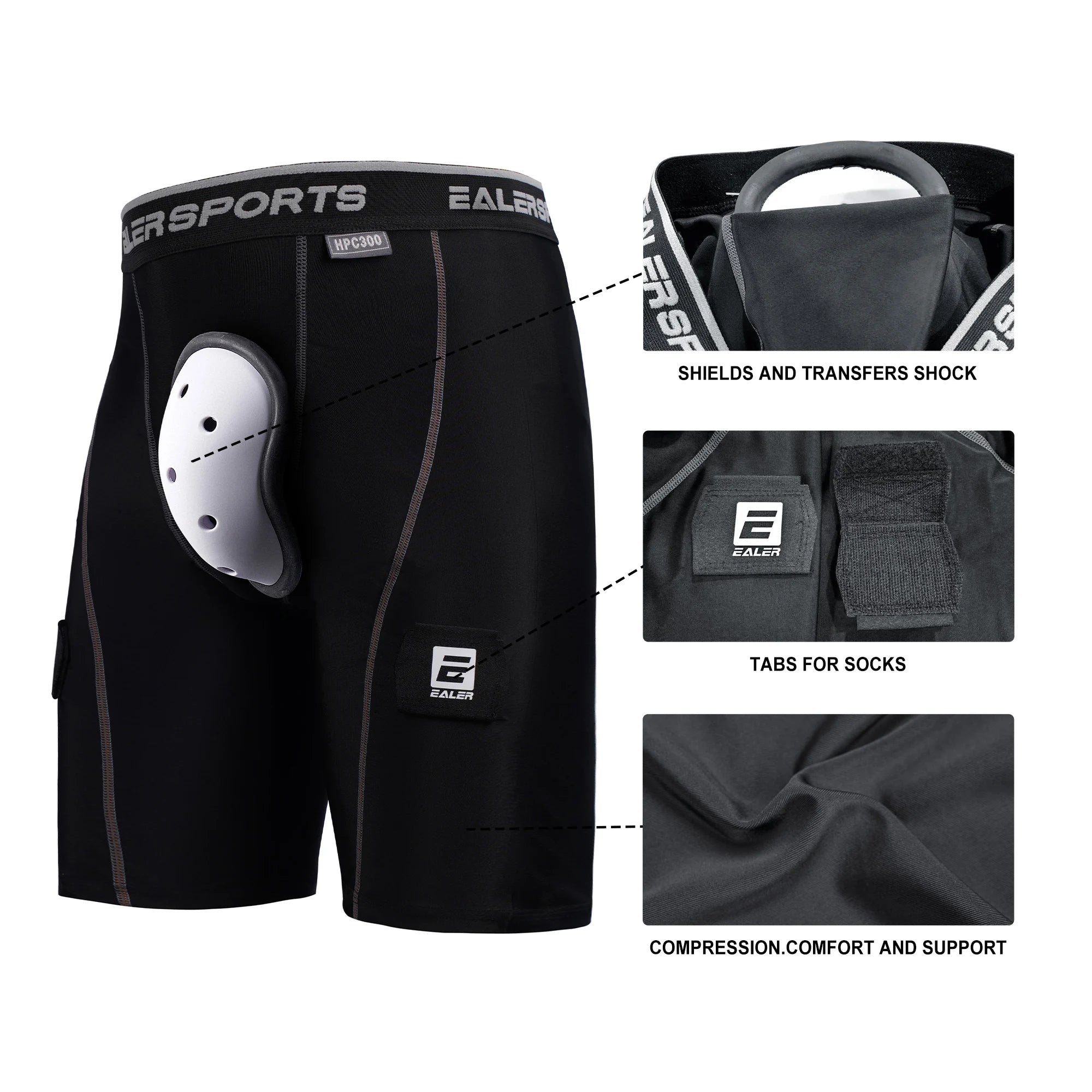 Han Duck Compression Hockey Pants with Athletic Cup & Sock Tabs – Jock for Men and Boys!