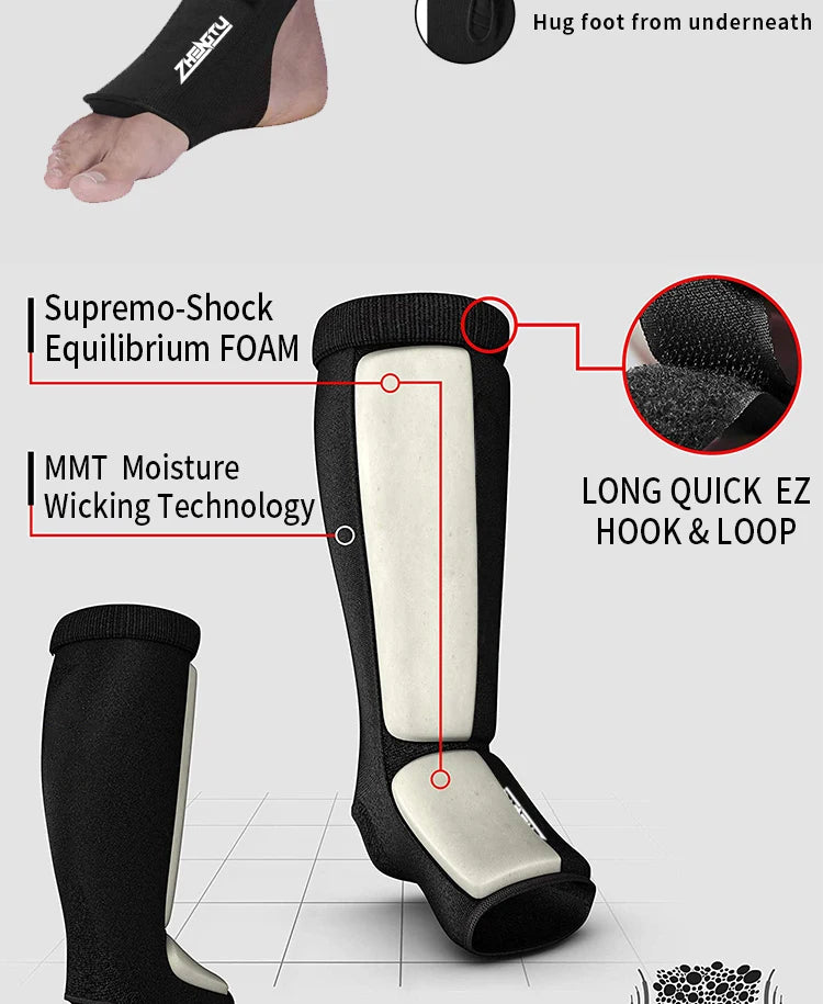 Cotton Boxing Shin Guards MMA Instep Ankle Protector Foot Protection TKD Kickboxing Pad Muaythai Training Leg Support Protectors