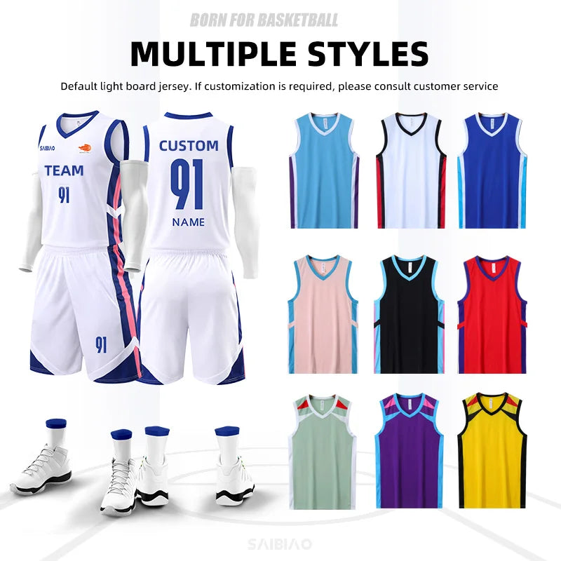 🏀 Customizable Basketball Jersey for Kids & Adults | Quick-Drying Training Uniforms & Tracksuits